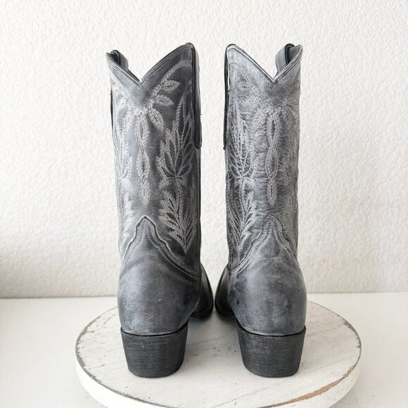 Lane SANDAGA Midi Womens Cowboy Boots 7.5 Cowgirl Western Black Gray Mid Calf - Picture 3 of 9